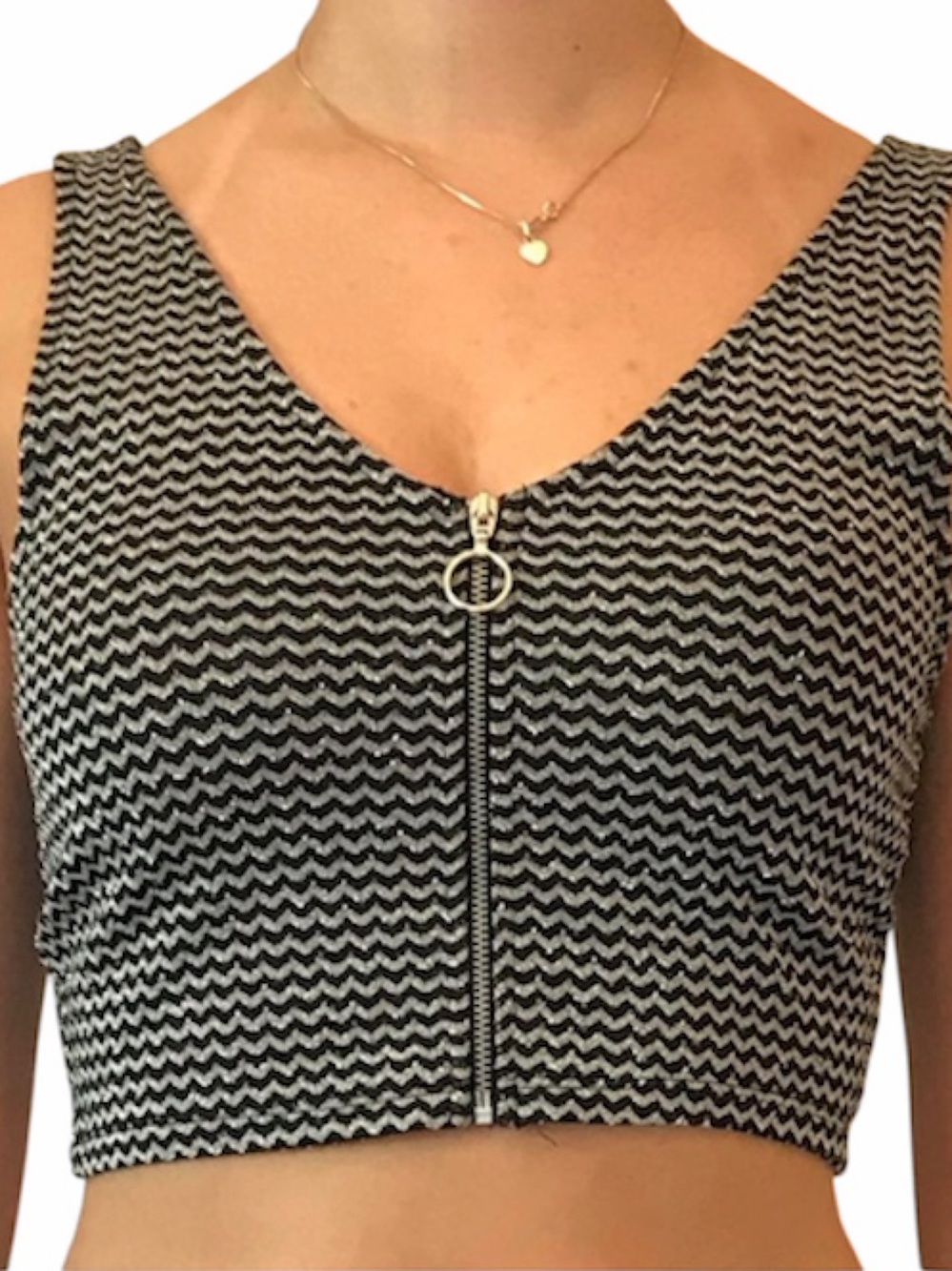 TOPSHOP Metallic Crop Tank Top 🩶🖤